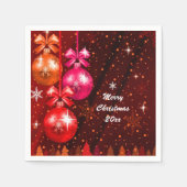 メリークリスマス20XX追加文字年レッドピンクブラウン スタンダードカクテルナプキン (正面)