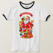 メリークリスマス2525 メンズ ベーシック リンガーTシャツ
