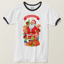 メリークリスマス2525 メンズ ベーシック リンガーTシャツ Tシャツ