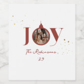 メリークリスマス'25 Joyオーナメント家族写真 ワインラベル (シングルラベル)