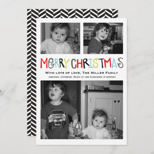 メリークリスマス3の写真の休日カード シーズンカード (正面/裏面)