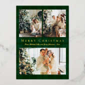 メリークリスマス3の写真グリーンバッファローplaid金ゴールド 箔シーズンカード (正面)