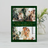 メリークリスマス3の写真グリーンバッファローplaid金ゴールド 箔シーズンカード (立ち正面)