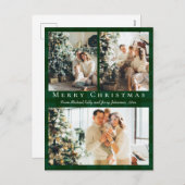 メリークリスマス3の写真グリーンバッファローplaid シーズンポストカード (正面/裏面)