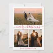 メリークリスマス3の写真コラージュ結婚レッド シーズンカード (正面)