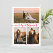 メリークリスマス3の写真コラージュ結婚レッド シーズンカード (スタンド正面)