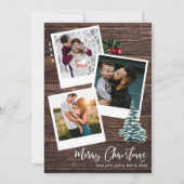 メリークリスマス3インスタントフォトカ素朴ード 招待状 (正面)