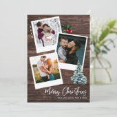 メリークリスマス3インスタントフォトカ素朴ード 招待状 (スタンド正面)