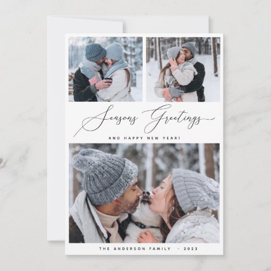メリークリスマス3コラージュ数々のフォトホリデーカード 招待状 (正面)