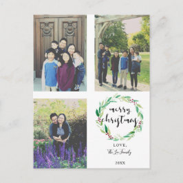 メリークリスマス3フォトコラージファミリーレタリング シーズンポストカード