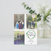 メリークリスマス3フォトコラージファミリーレタリング シーズンポストカード (スタンド正面)