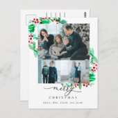 メリークリスマス3フォトコラージュリースホリデイ  ポストカード (正面/裏面)