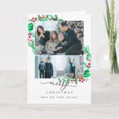 メリークリスマス3フォトコラージュリースホリデー シーズンカード (正面)
