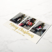 メリークリスマス3フォトコラージュ実在金ゴールド 箔シーズンカード (回転した状態)