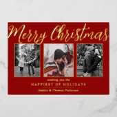 メリークリスマス3フォトコラージュ実在 箔シーズンカード (正面)