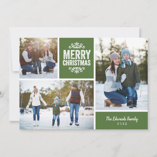 メリークリスマス3フォトコラージュ シーズンカード (正面)