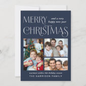 メリークリスマス3フォトブルー シーズンカード (正面)