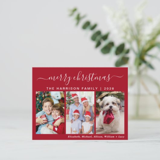メリークリスマス3フォトホリデーポストカード シーズンポストカード (スタンド正面)