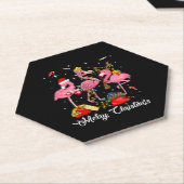 メリークリスマス3フラミンゴとサンタハット ペーパーコースター (アングル)