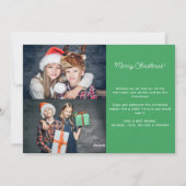 メリークリスマス3写真グリーンファミリーホリデーカード シーズンカード (裏面)