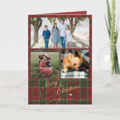 メリークリスマス3写真コラージュのプレイドを折った シーズンカード (正面)