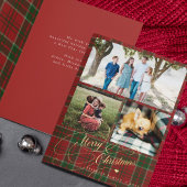 メリークリスマス3写真コラージュのプレイドを折った シーズンカード