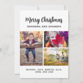 メリークリスマス3写真コラージュ祖父母Holid シーズンカード (正面)