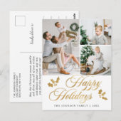 メリークリスマス3写真ハッピーホリデーズグリーティングポー ポストカード (正面/裏面)