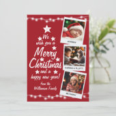 メリークリスマス3写真家族レッド シーズンカード (スタンド正面)