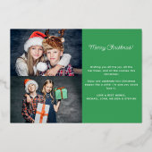 メリークリスマス3写真緑の家族 箔シーズンカード (裏面)