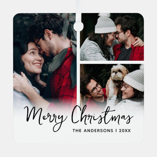 メリークリスマス3写真記念 メタルオーナメント (正面)