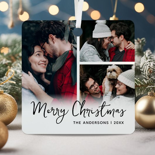 メリークリスマス3写真記念 メタルオーナメント