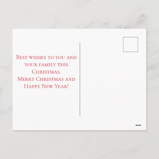 メリークリスマス3写真赤バッファロー シーズンポストカード (裏面)