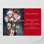 メリークリスマス3写真赤家族 箔シーズンカード (裏面)