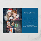 メリークリスマス3写真青家族 箔シーズンカード (裏面)
