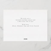 メリークリスマス3枚の写真はエレガント赤い格子縞の文字を描く 箔シーズンカード (裏面)