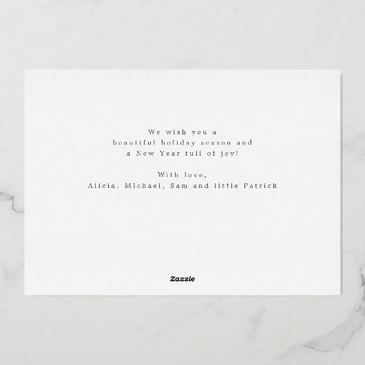 メリークリスマス3枚の写真はエレガント赤い格子縞の文字を描く 箔シーズンカード (裏面)