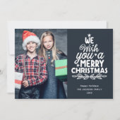 メリークリスマス3枚の写真グレーファミリーホリデーカード シーズンカード (正面)