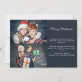 メリークリスマス3枚の写真グレーファミリーホリデーカード シーズンカード (裏面)