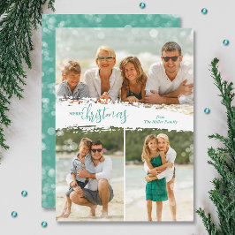 メリークリスマス3枚の写真コラージュホリデーカード シーズンカード