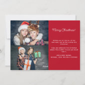 メリークリスマス3枚の写真レッドファミリーホリデーカード シーズンカード (裏面)