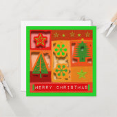 メリークリスマス3-Dルックフラットグリーティングカード カード (正面/裏面インサイチュ)