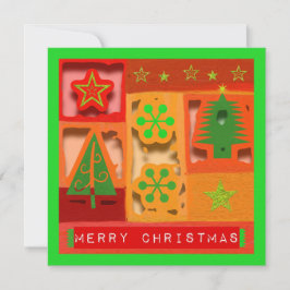 メリークリスマス3-Dルックフラットグリーティングカード カード