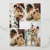 メリークリスマス4フォトコラージシルバー 箔シーズンカード (正面)