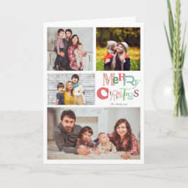 メリークリスマス4フォトコラージュタイポグラフィかわいい シーズンカード