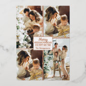 メリークリスマス4フォトコラージュバラ金ゴールド 箔シーズンカード (正面)