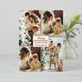 メリークリスマス4フォトコラージュバラ金ゴールド 箔シーズンカード (立ち正面)