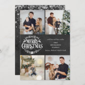 メリークリスマス4フォトコラージュボホチャルクボード シーズンカード (正面/裏面)