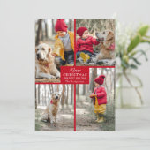 メリークリスマス4フォトコラージュ赤 シーズンカード (スタンド正面)