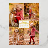 メリークリスマス4フォトコラージュ金ゴールド 箔シーズンカード (正面)